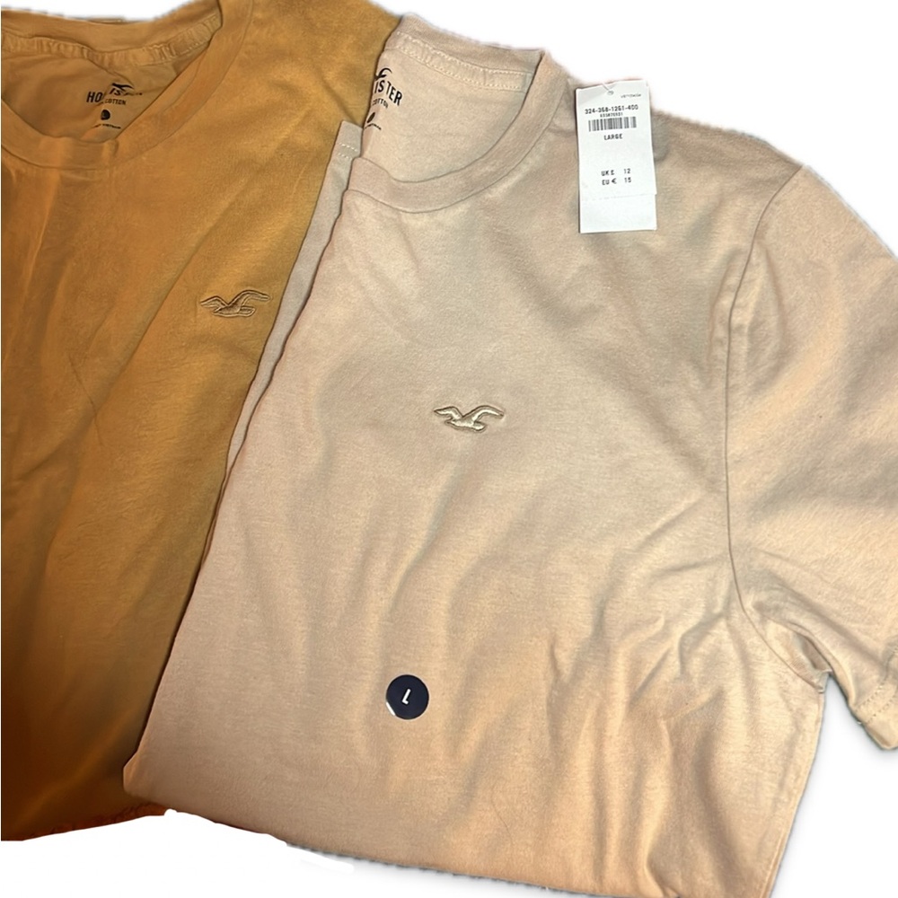 Hollister Men's Short Sleeve Tees in Brown and Cream
